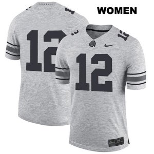 Women's NCAA Ohio State Buckeyes Sevyn Banks #12 College Stitched No Name Authentic Nike Gray Football Jersey AC20C67UK